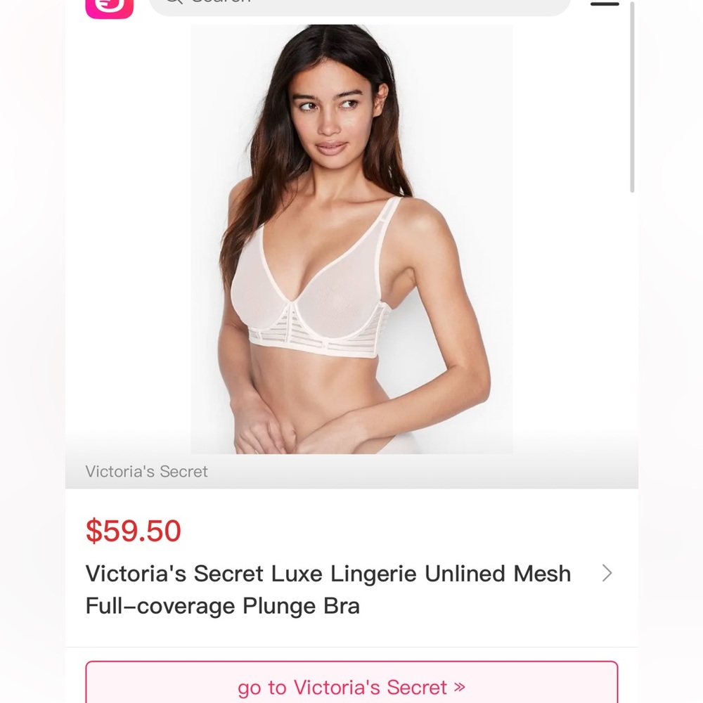 Victoria's Secret Luxe Lingerie Unlined Mesh Bra - White 32DD NWT Free panty - Picture 2 of 12